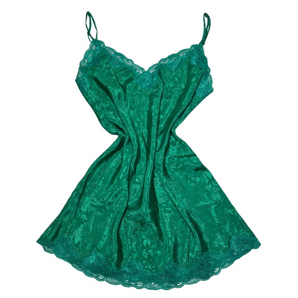 Victoria's Secret Vintage Gold Label Floral Satin Slip Dress Lace Women's Size S - Picture 4 of 7